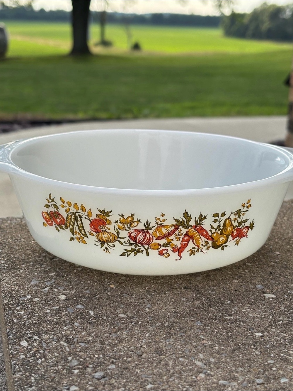Vintage Fire King Harvest Vegetable Casserole Dish 1 Qt 436 Milk Glass Bowl